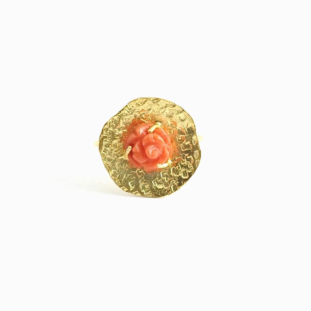 Coral Flower Silver Ring