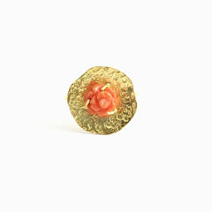 Coral Flower Silver Ring