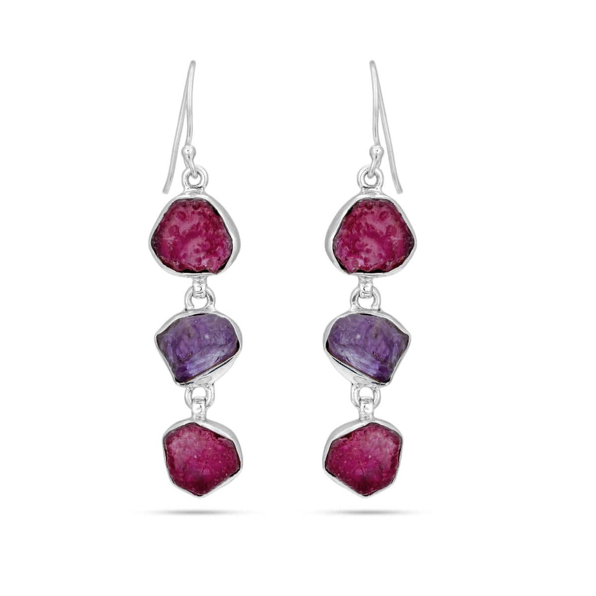 Multi Tourmaline Silver Earrings