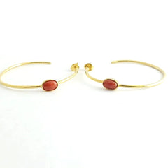 Oval Coral Silver C Hoop