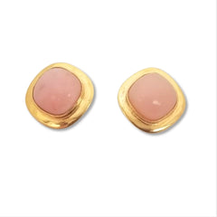 Pink Opal Silver Earrings