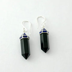 Black Onyx Silver Earrings