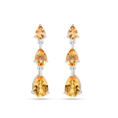 Citrine Stone Silver Earrings