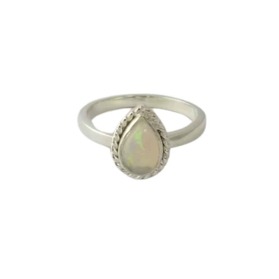 Pear Opal Silver Ring