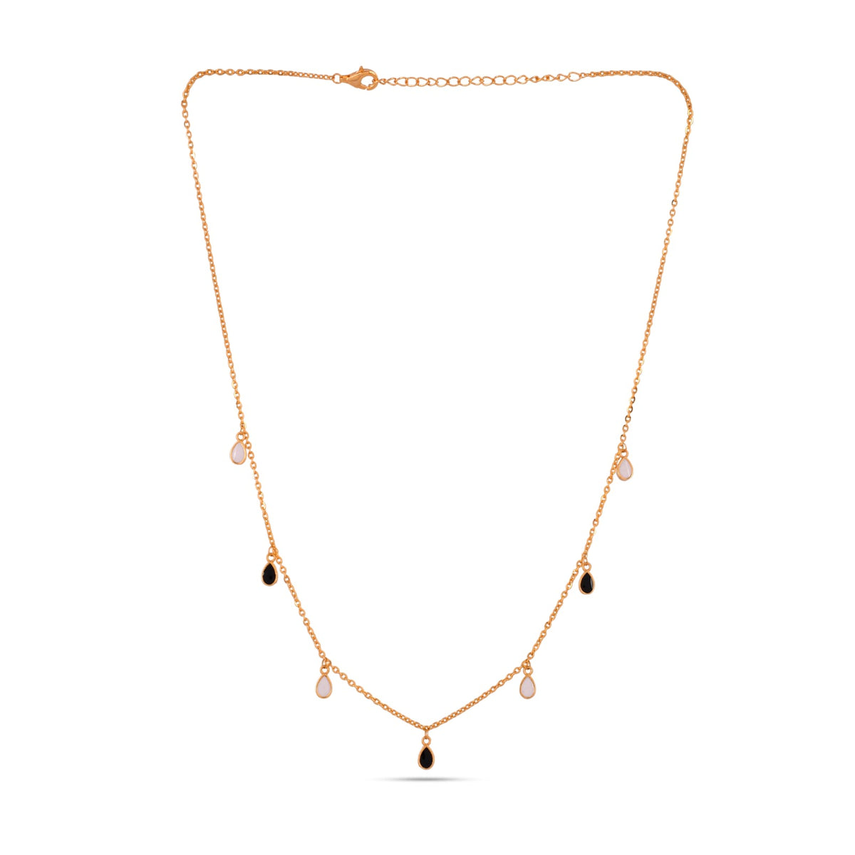 Black And White Enamel Drop Charm Necklace