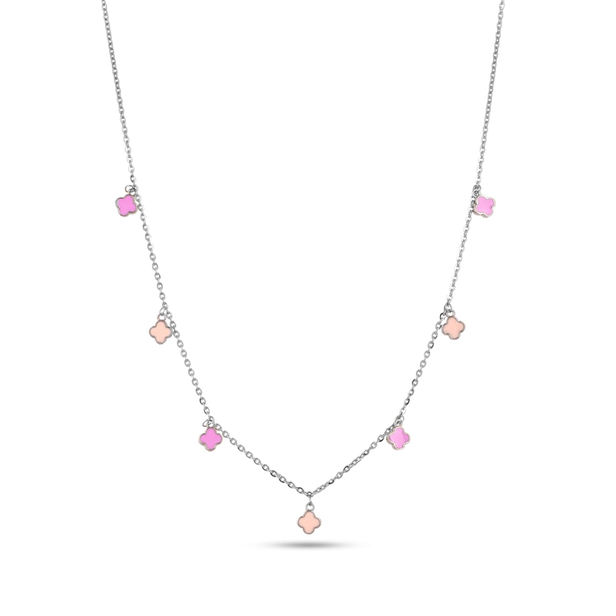 Clover Enamel Charm 925 Silver Necklace