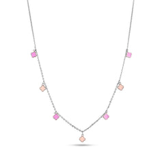 Clover Enamel Charm 925 Silver Necklace