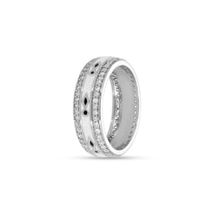 White Enamel With CZ 925 Silver Ring