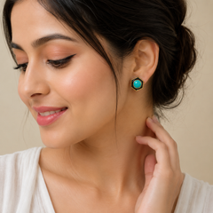 Blue turquoise silver earrings