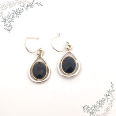 Black Onyx Silver Earrings