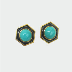 Blue turquoise silver earrings