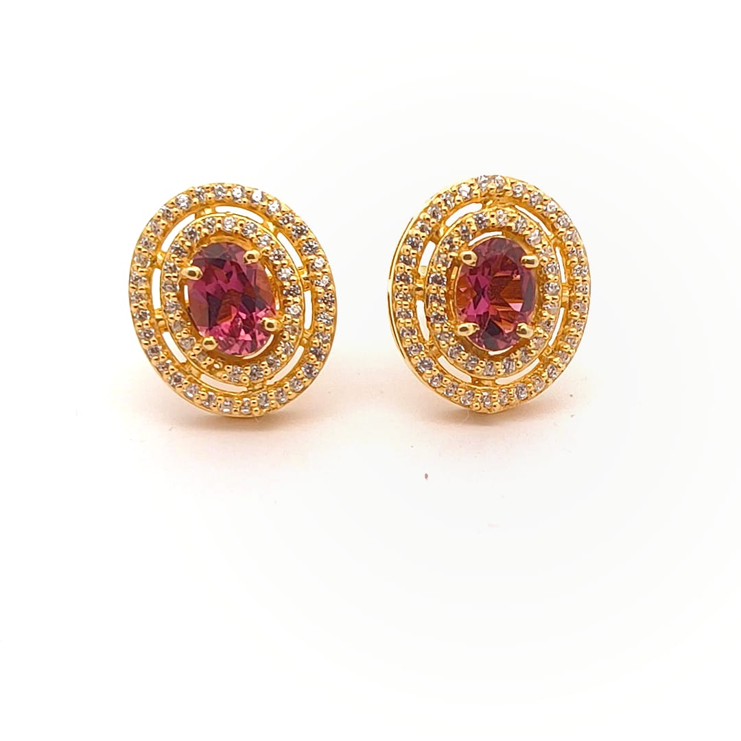 Pink Tourmaline Silver Earrings