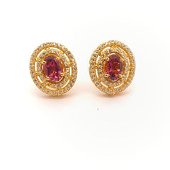 Pink Tourmaline Silver Earrings