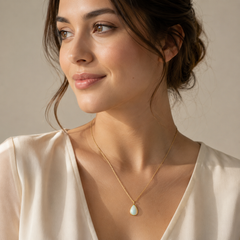 Pear Opal 925 Silver Necklace