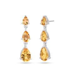 Citrine Stone Silver Earrings