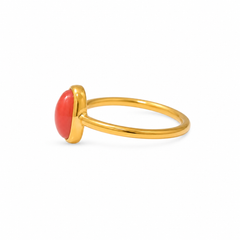 Oval coral silver ring
