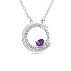 Lush Circle Amethyst Silver Necklace