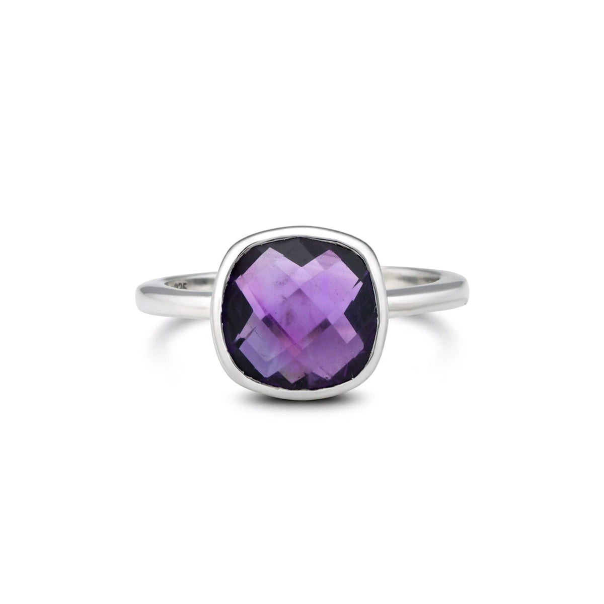 Velvet Cushion Amethyst Ring in 925 Sterling Silver