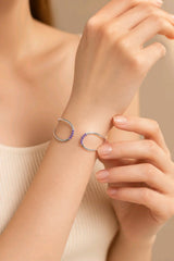 Amethyst Dot Cuff Bracelet in 925 Silver