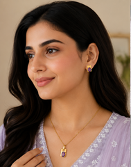 Oval Amethyst Elegance Pendant Set in Gold-Plated 925 Silver