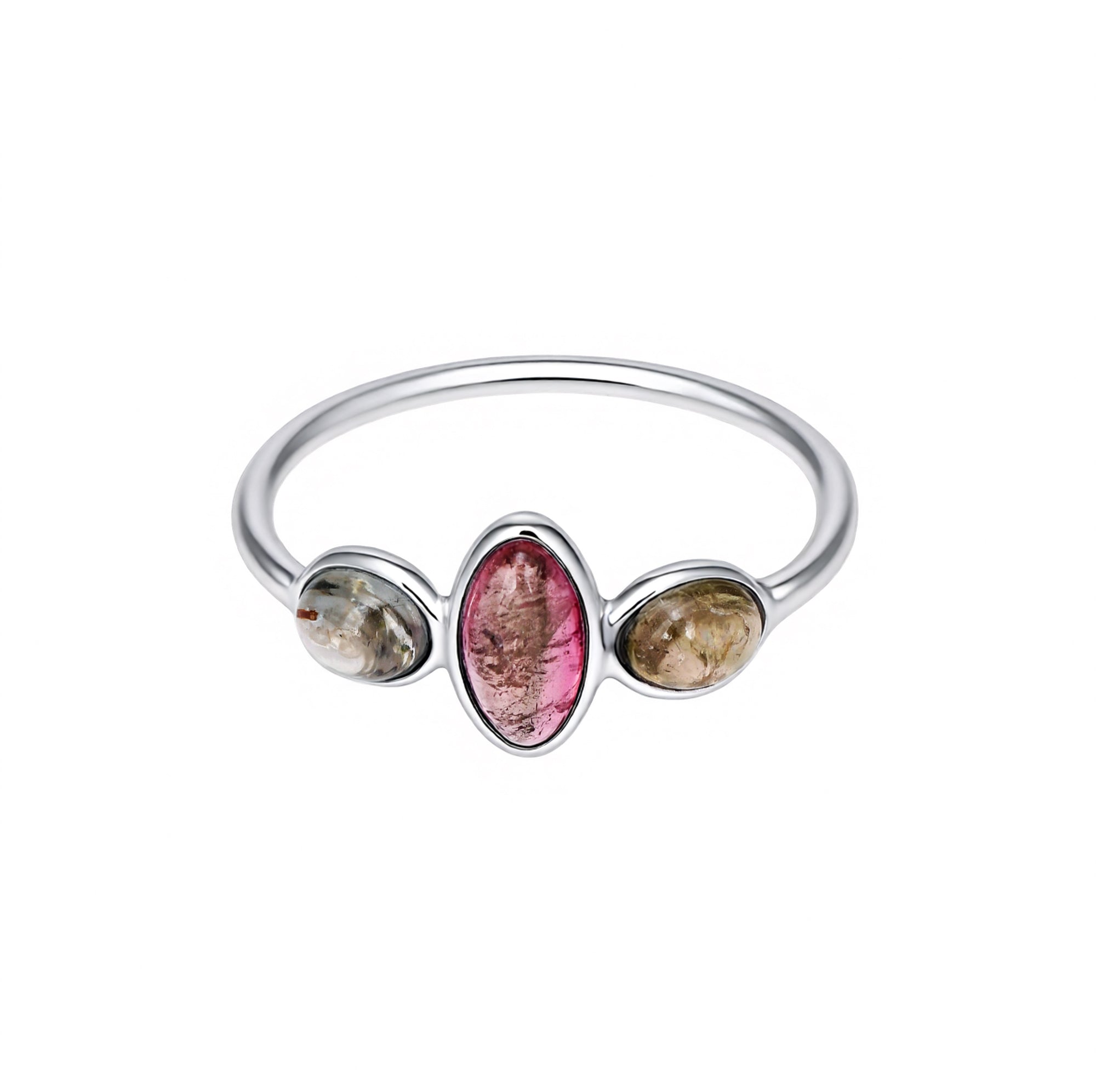 Aurora Trio Tourmaline Ring in 925 Silver
