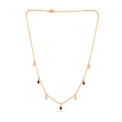 Black And White Enamel Drop Charm Necklace In 925 Silver