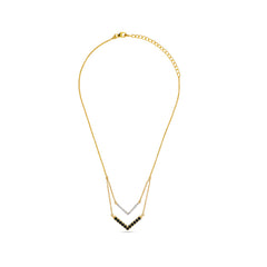 Black Spinel & CZ Layered 925 Silver Necklace