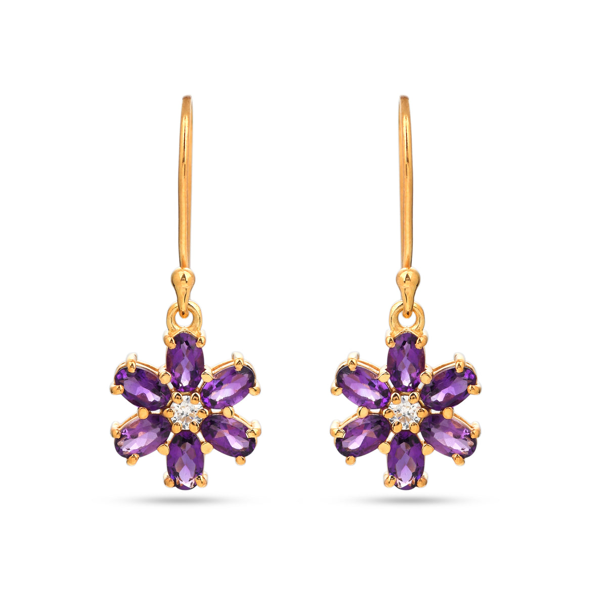 Bloom Amethyst Flower Dangle Earrings in 925 Silver