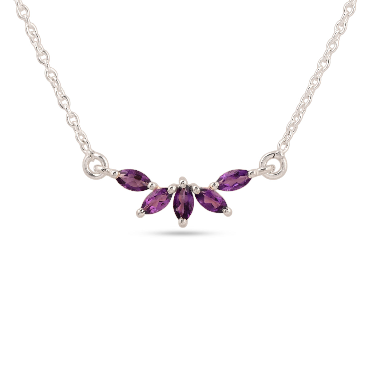 Bloom Amethyst Necklace In 925 Sterling Silver