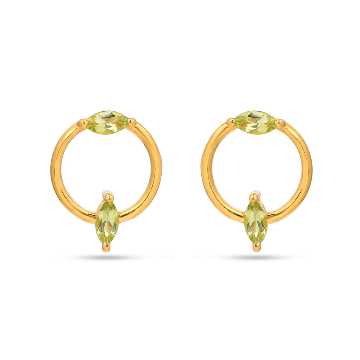 Circle Peridot Stud Earrings in 925 Silver