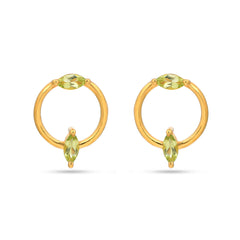 Circle Peridot Stud Earrings in 925 Silver