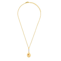 Citrine & CZ Tennis Racket 925 Silver Necklace