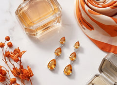 Citrine Stone Silver Earrings