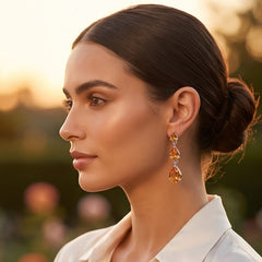 Citrine Stone Silver Earrings