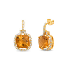 Citrine Stone Silver Earrings