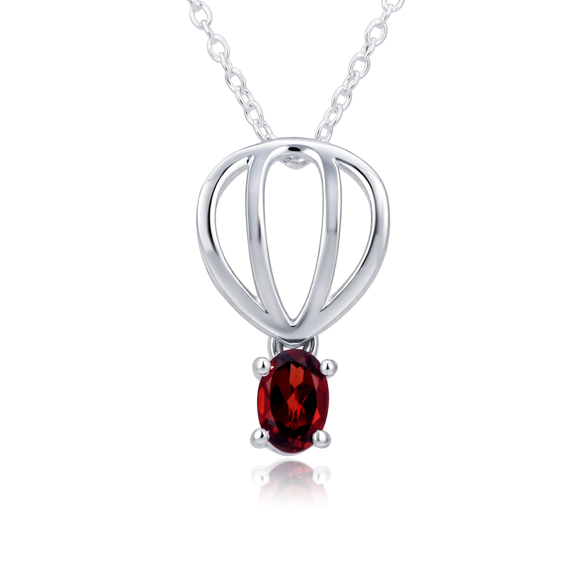 Classic Garnet Pendant in 925 Silver 
