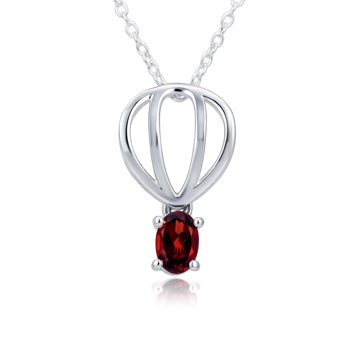 Classic Garnet Pendant in 925 Silver 