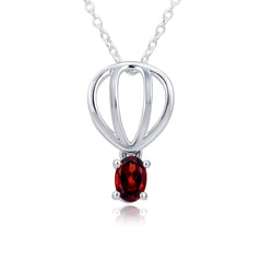 Classic Garnet Pendant in 925 Silver 