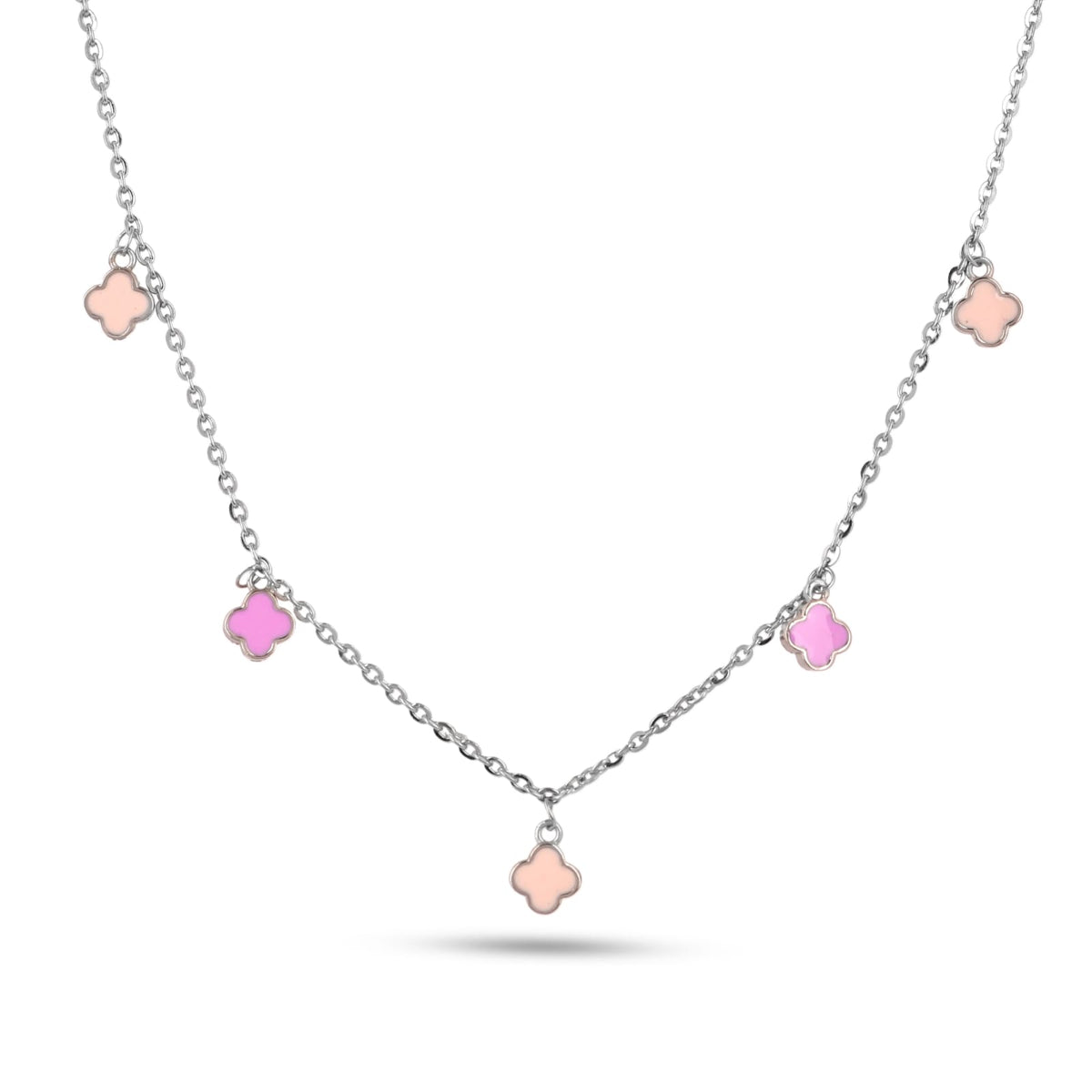 Clover Enamel Charm 925 Silver Necklace