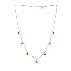 Clover Enamel Charms Necklace In 925 Silver