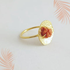 Coral Flower Silver Ring