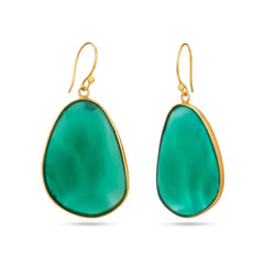 Green Onyx Silver Earrings In 925 Silver