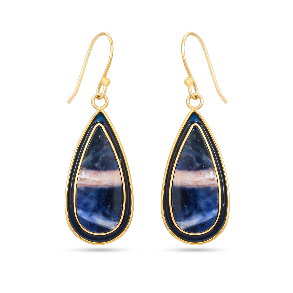 Pear Blue Sodalite Silver Earring