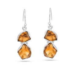 Rough Citrine 925 silver Earrings