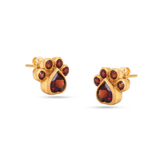 Garnet Stone Silver Earrings