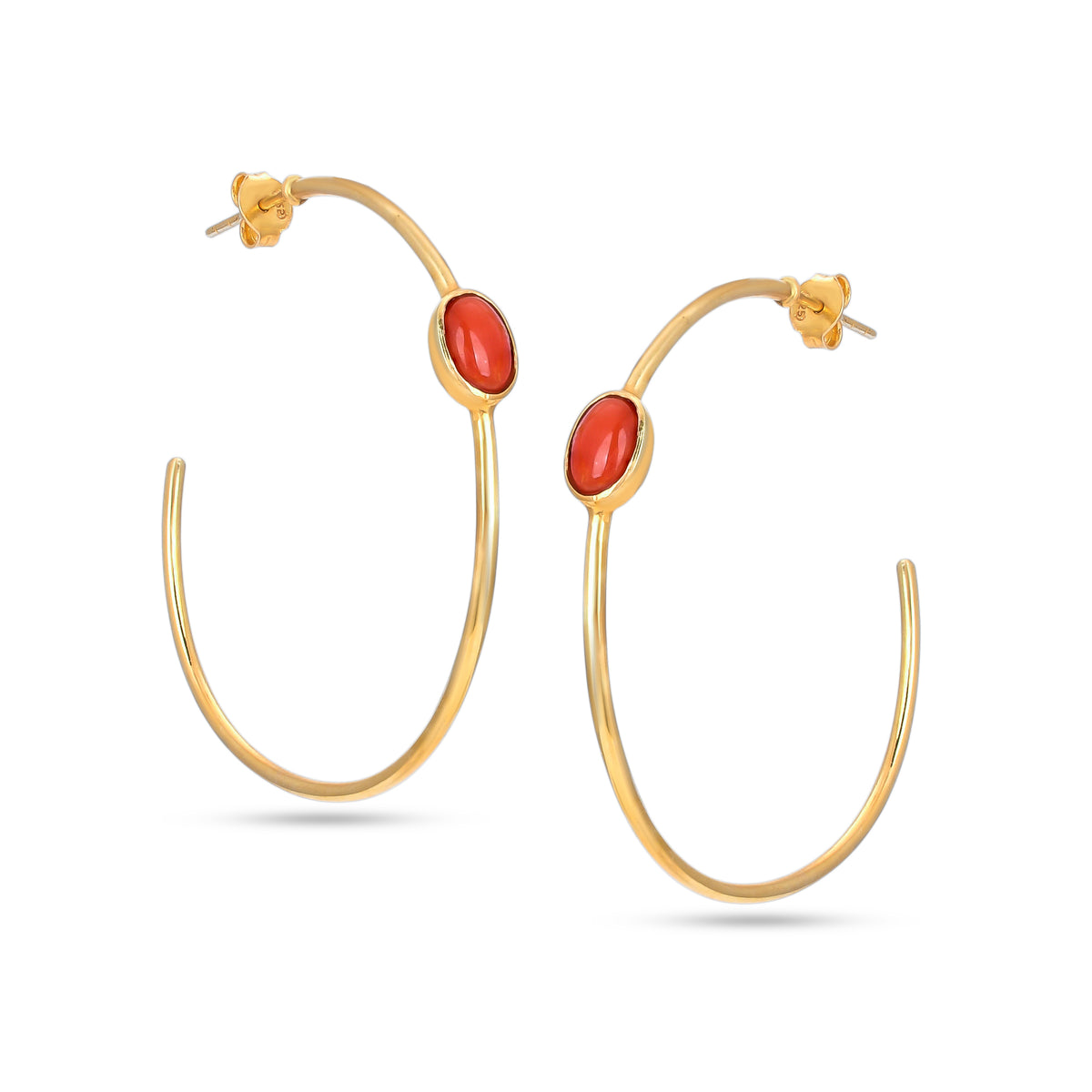 Coral 925 Silver Hoop Earrings