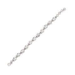 Oval White Crystal Quartz 925 Silver Bracelet