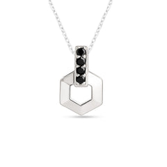 Black Hexa Pendant Necklace