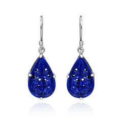 Royal Blue Carved Set in 925 Silver