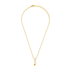 Citrine & CZ Dual Bar Pendant Necklace in 925 Silver